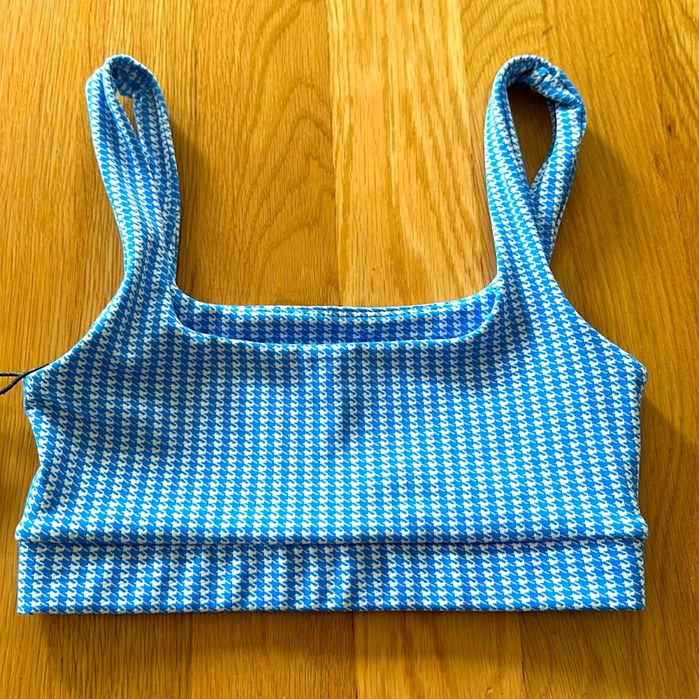 Strut This Blue checkers top. Athletic Top. Brand new with tags